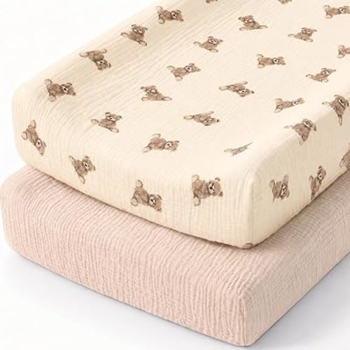 Organic Muslin Cotton Baby Changing Pad Covers 32x16 Ultra Soft Breathable