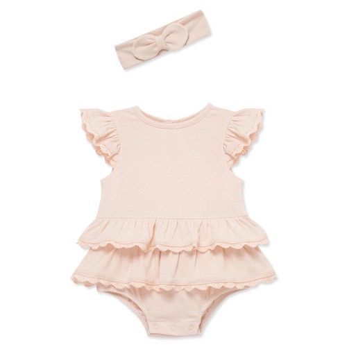 Seashell Lace Bubble Bubble Romper & Headband Set