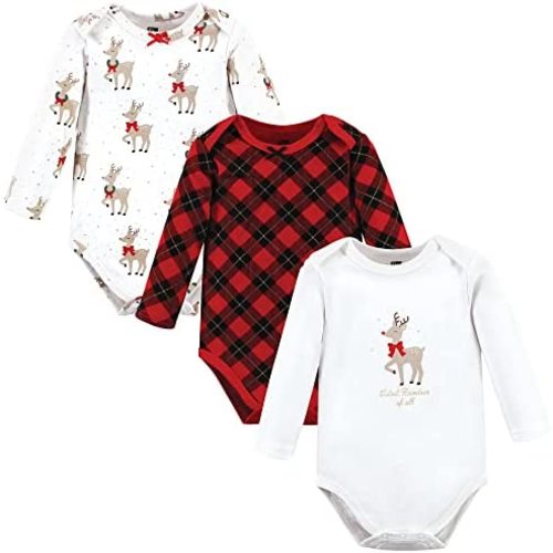 Hudson Baby Baby Girls' Cotton Long-sleeve Bodysuits 3-pack