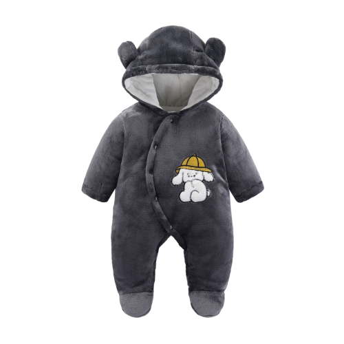 Zhuashum Jumpsuit For Boys Girls Baby Cartoon Onesie Baby Snowsuit Jumpsuit Hooded Footie Thick Winter Outwear For Boys Girls Fashion Wear 0-3 Months Grey