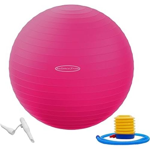 Anti-Burst and Slip Resistant Exercise Ball Yoga Ball Fitness Ball Birthing Ball with Quick Pump, 2,000-Pound Capacity, Multiple Colors and Sizes