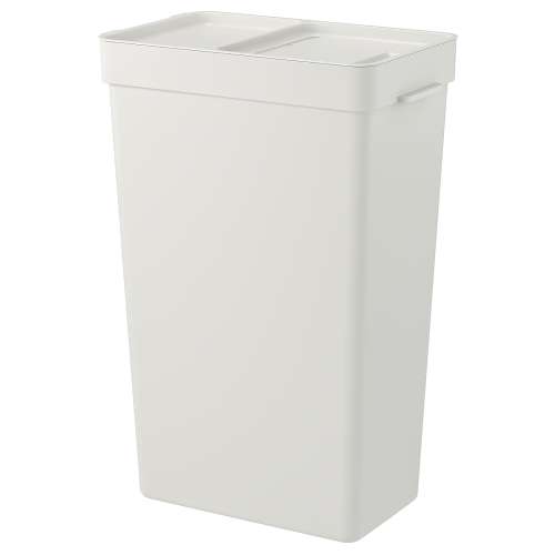 HÅLLBAR Bin with lid - light gray 9 gallon