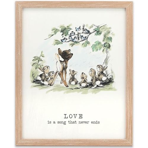 Disney Bambi Framed Wall Decor - Love is a Song That Never Ends - Classic Bambi Wall Art for Home Decorating