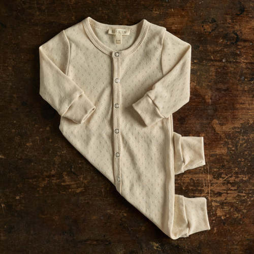 Stork Baby Pyjamas - Cotton Pointelle - Shell