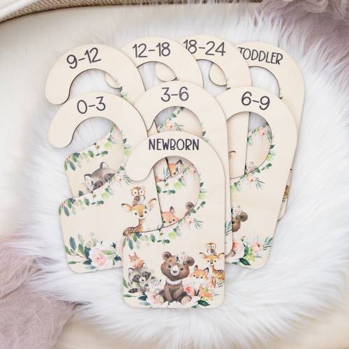 Girl Woodland Clothing Dividers, Woodland Baby Clothing Divider, Wood Wardrobe Divider, Nursery Closet Divider, Woodland Nursery Theme W28