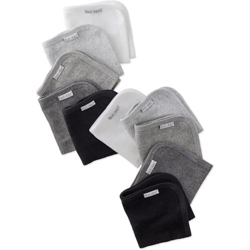 River 10-Pack Baby Terry Washcloths 100% Organic Cotton Absorbent for Baby and Toddler Boys & Girls, Stone Ombre Rainbow, One Size