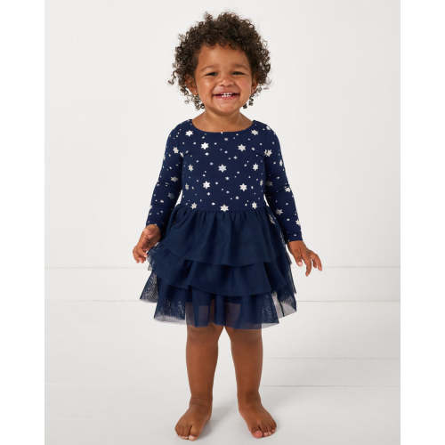 Little Sleepies Hanukkah Stars Tiered Tutu Dress, 12-18mos