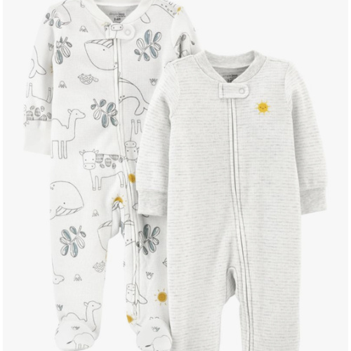 Simple Joys by Carter's Unisex Baby 2-way Zip Thermal Footed Sleep and Play, Pack of 2