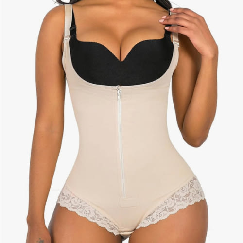 SHAPERX Women's Fajas Colombianas Shapewear Postpartum Tummy Control Body Shaper Butt Lifter Bodysuit