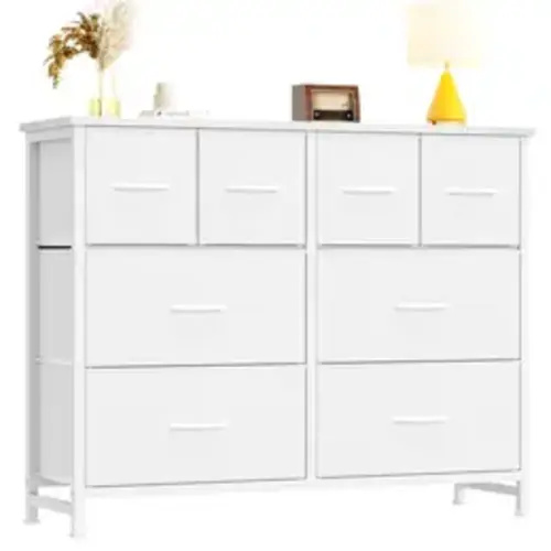 TV Stand, Dresser with 8 Fabric Drawers, Spacious Storage Tower for Closet, Wood Top and Mental Frame, Storage Unit for Living Rooms, Bedroom and Entryway - TikTok Shop