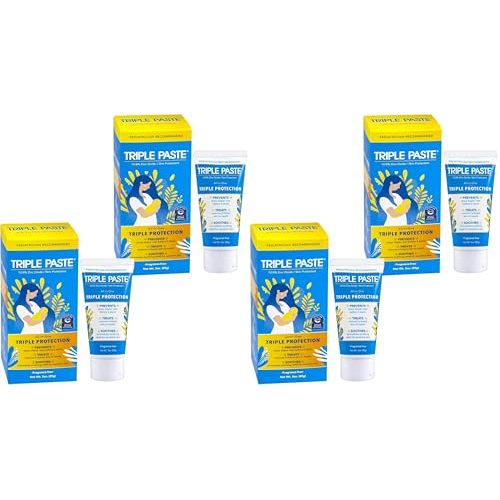 Triple Paste Diaper Rash Cream for Baby,3 Oz,Zinc Oxide Ointment Treats,Soothes & Prevents Diaper Rash,Pediatrician-Recommended & Hypoallergenic,Baby Essentials for Daily-& Overnight,(Pack of 4)