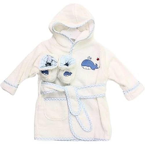 Spasilk 100% Cotton Hooded Terry Bathrobe with Booties — Baby Girl Gifts — Baby Boy Gifts — Shower Gift