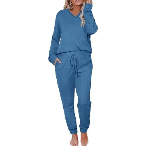 Becotal Womens Pajama Sets Waffle Knit 2 Piece Lounge Sets Sleepwear Loungewear Pjs Long Sleeve Maternity Postpartum Pajamas