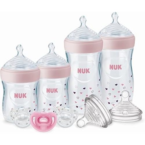 NUK Simply Natural Set de regalo con botellas SafeTemp y anticólicas para alimentación natural, incluye 9 piezas