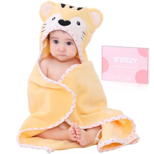 TBEZY Baby Hooded Towel with Unique Animal Design Ultra Soft Thick Cotton Bath Towel for Newborn (Tiger)