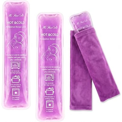 Postpartum Ice Pack, Hot and Cold Pads for After Delivery Essentials, Gel Cooling Pad, Fast Pain Relief Convenient for Perineal Recovery Helps Reduce Swelling (Purple, MomKid Pattern)