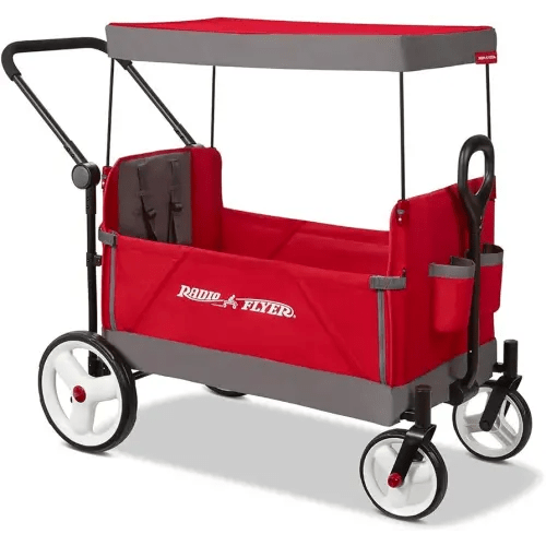 Radio Flyer Wagon for Kids, Baby Stroller, Outside Toys for Toddlers 1-3, Rolling Cart, Beach Cart with Wheels, Convertible Stroller Wagon for Kids Ages 1+ Years, Red