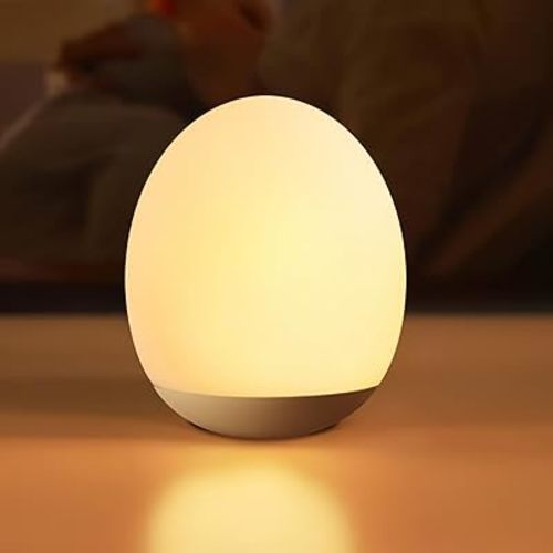 Egg Light for Nursery Silicone Baby Night Light Portable Soft Warm Touch Night Lamp Stepless Dimming with 30-Min Timer for Breastfeeding Kids Bedroom
