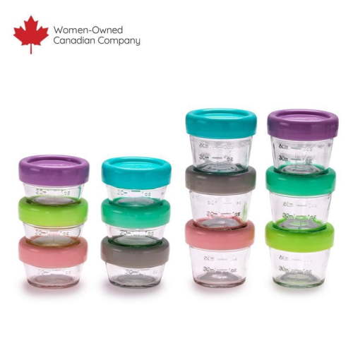 Glass Baby Food Freezer Jars, Snack Container with Lids