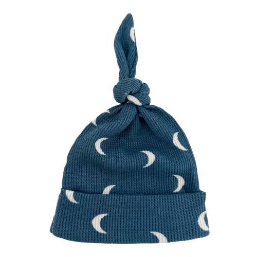 Organic Waffle Knot Beanie, Midnight Moon