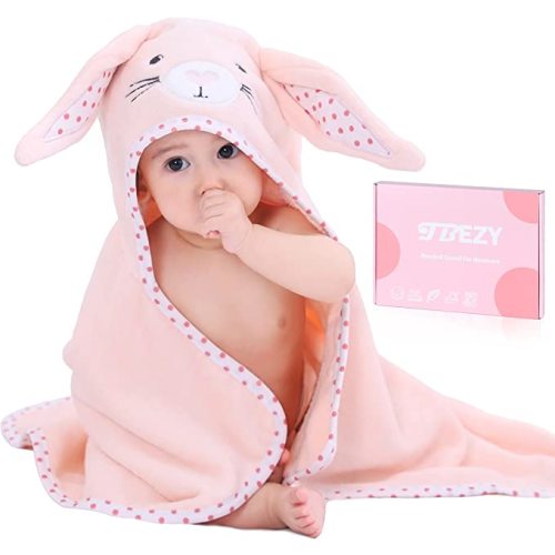 Baby Hooded Towel with Unique Animal Design Ultra Soft Thick Cotton Bath Towel for Newborn (Bunny)