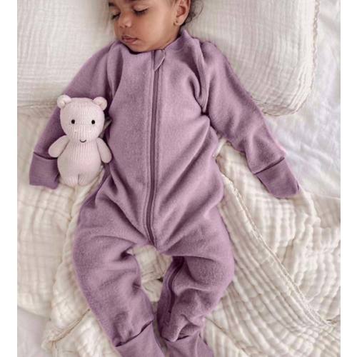 Merino Fleece Sleepsuit with Sleeves Lavender