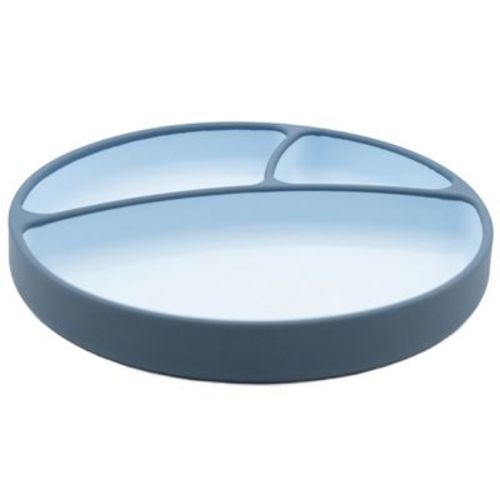 WeeSprout Silicone Suction Plate, Two-Tone Baby Plate with Suction Cup - Pastel Blue/Matte Navy