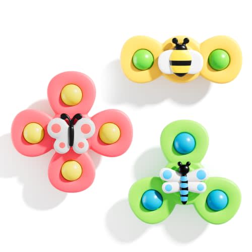 ALASOU Suction Cup Spinner Airplane Travel Toys for 1 Year Old Boy Girl | Spinning Top 12 18 Months,1 2 Year Old Boy Birthday Gift,Baby Bath Toy for Kids Ages 1-3,Sensory Toy for Infant Toddlers