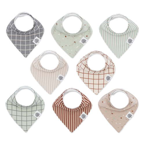 Parker Baby Co. Bandana Drool Bibs 8 Pack Baby Bibs for Boys, Girls, Unisex - "Clay Set"