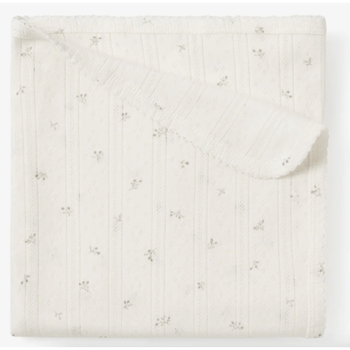 White Floral Organic Cotton Pointelle Baby Blanket