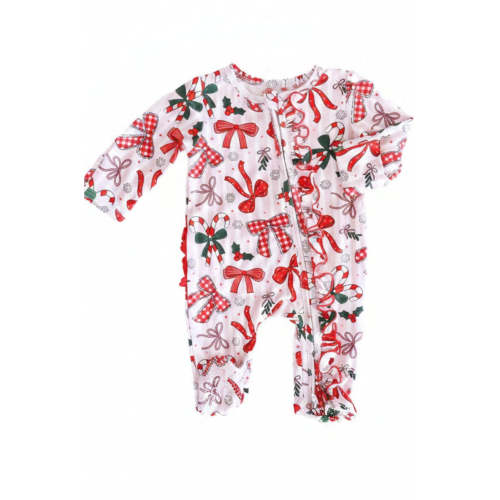 Christmas Ruffle Zipper Bamboo Footie | Bow What Fun