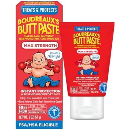Boudreaux’s Butt Paste Maximum Strength Diaper Rash Cream, 2 Oz