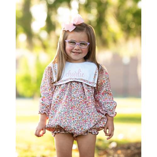 Pink Floral Corduroy Square Collar Bubble – Cecil & Lou