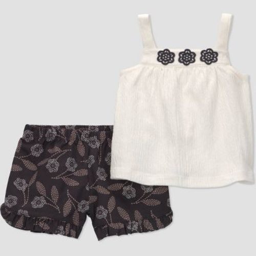 Carter's Just One You® Baby Girls' 2pc Floral T-Shirt and Shorts Set - Black 12M