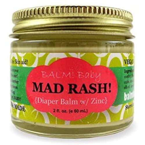 BALM! Baby MAD Rash Natural Diaper Rash Balm & All Purpose Skin Aid with ZINC (2 Ounce Glass Jar)