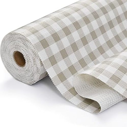 Aohoofull Drawer and Shelf Liner for Kitchen Cabinet Liner Non-Adhesive Non-Slip Shelf Thick Strong Grip Waterproof Contact Paper Easy to Clean for Shelves, Cupboard, Desks,Green Plaid,12IN X 10FT