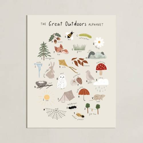 The great outdoors alphabet Open Edition Children's Art Print by Maja Cunningham