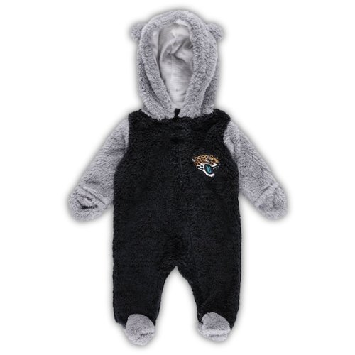 Newborn & Infant Jacksonville Jaguars Black/Gray Game Nap Teddy Fleece Bunting Full-Zip Sleeper