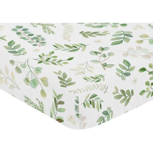 Sweet Jojo Designs Boy, Girl, Unisex/Gender Neutral Cotton Fitted Crib Sheet Botanical Green and White