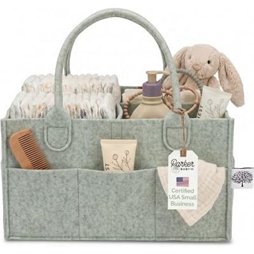 Parker Baby Co. Felt Diaper Caddy Organizer - Regular, Sage