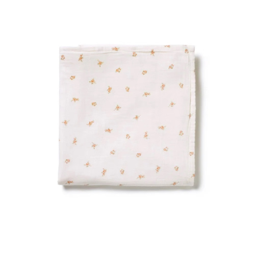 Pink Rose Large Muslin Swaddle | Homewear | Belle Enfant | Over The Moon