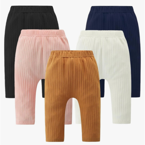 Fullfamous Baby and Toddler Girl's 5 Pack Cotton Ribbed Pull On Pants Leggings 0-4 Years