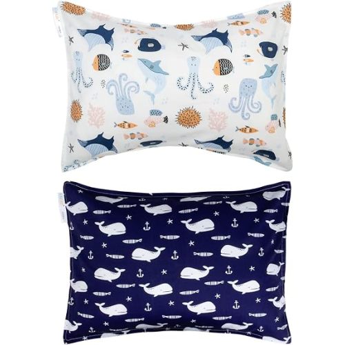 ALVABABY Toddler Pillowcases, Fits 14x20 in Kids Pillow, 2 Pack Organic Cotton Baby Pillow Cover Envelope Kids Pillowcases for Boys Girls 2Pillowcases-14x19 Inch (Pack of 2)