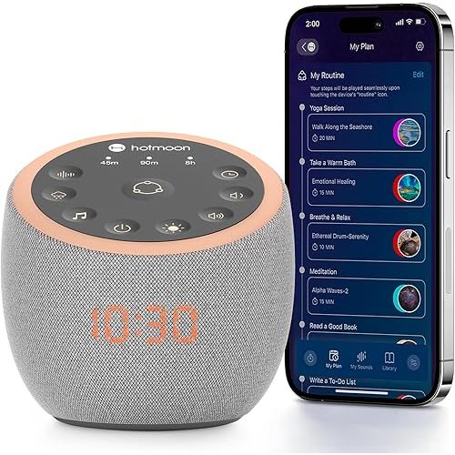 Hotmoon Cocoon Pro 2 Sound Machine 388 Soothing Sounds White Noise Machine for Babies & Adults, Smart Night Light, Sleeping Timer App Control, Brown Noise Pink Noise Block Out Office Yoga, Plug-in