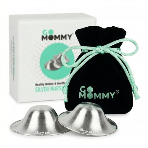 Silver Nipple Shields for Breastfeeding Newborn & A Breastfeeding Essential by Go Mommy - 925 Silver Nursing Cups for Sore Nipple Relief, Protects & Heals Cracked Nipples