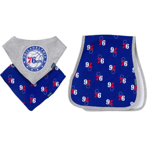 3-Piece Baby Neutral Philadelphia 76ers Bandana Bib and Burp Cloth Set