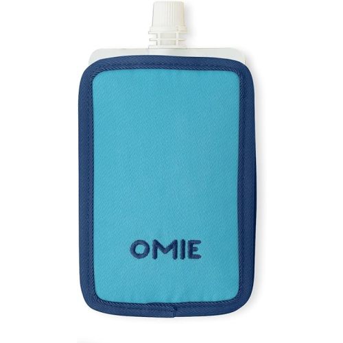 Omie OmieChill | Travel Food Pouch Cooler | Fits Standard 3.5-4 oz Food Pouches | 100% Nylon Sleeve with Freezable Pack (Blue)
