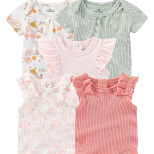 Baby Bodysuits Ribbed Mix Summer Newborn Boy Girl Clothes 5-pack
