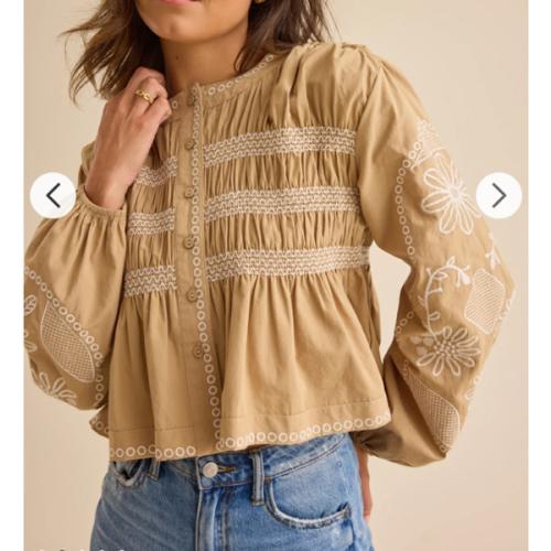 Kaylin Embroidered Babydoll Top | Altar'd State