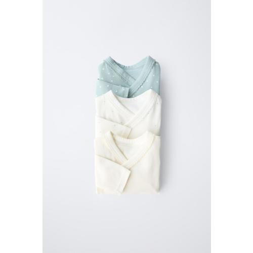 THREE-PACK OF KIMONO NECK STAR BODYSUITS, SOFT QUALITY - Sea green | ZARA United States